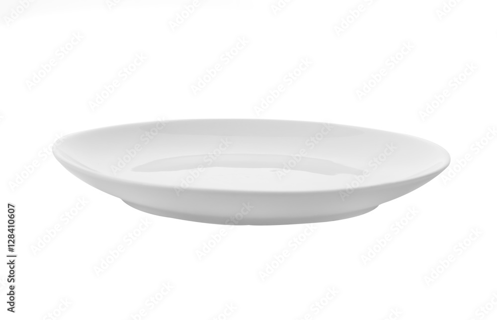 Empty white plate isolated on a white background Empty white plate isolated on a white background