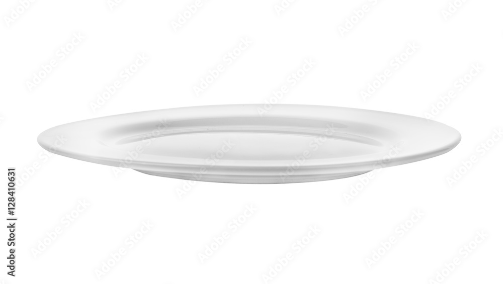 Empty white plate isolated on a white background Empty white plate isolated on a white background
