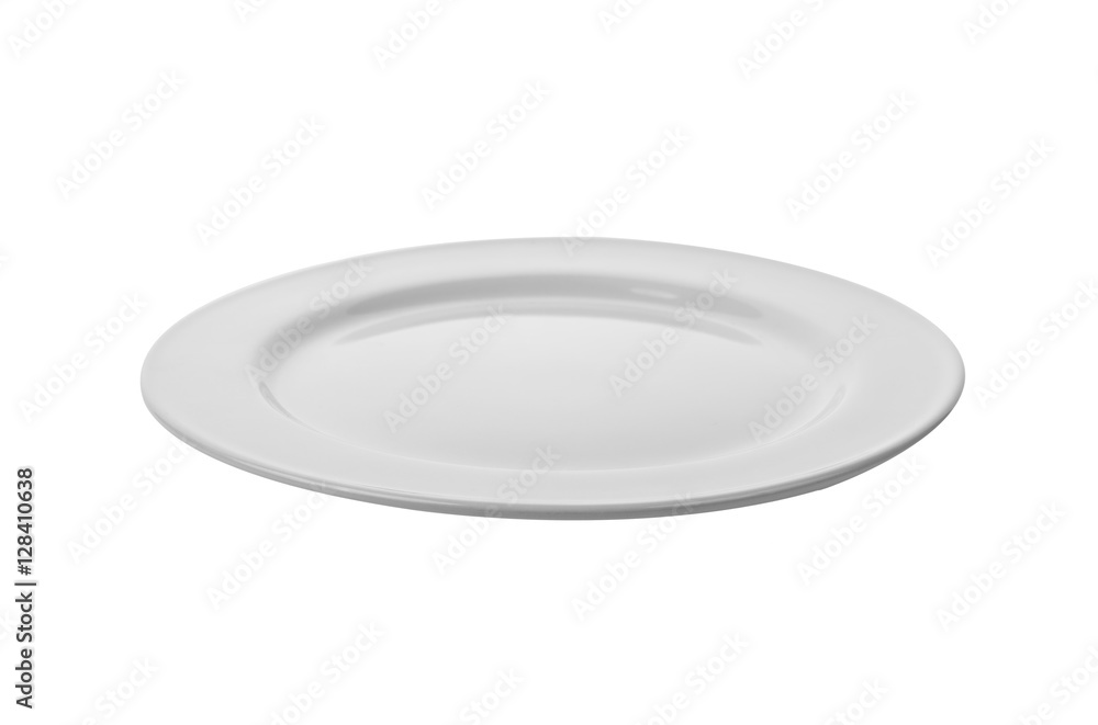 Empty white plate isolated on a white background Empty white plate isolated on a white background