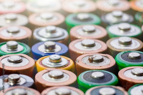 Energy abstract background of colorful batteries.