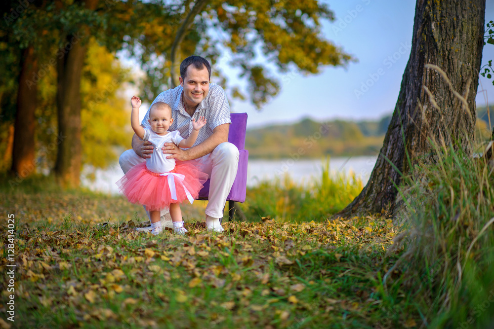 Fototapeta premium father with the beloved little daughter