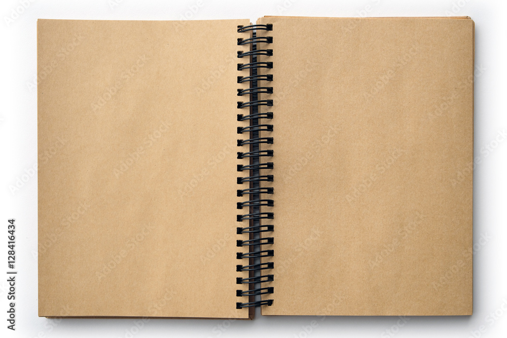 Fototapeta premium Open old book with blank pages isolated on white