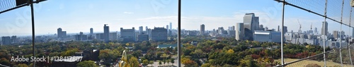Cityscape of Osaka city viewed from Osaka Castle, Osaka, Japan - Photo taken on November6th, 2015