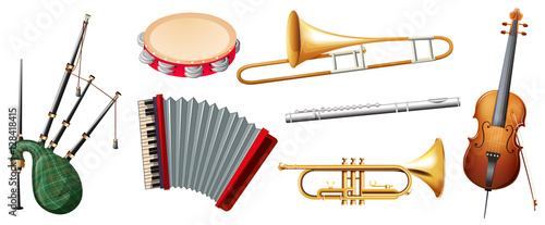 Different types of musical instruments