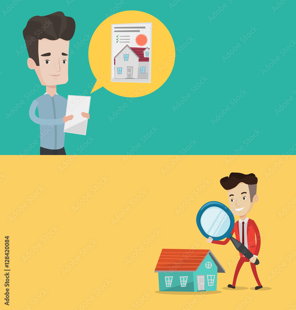 Two real estate banners with space for text. Two real estate banners with space for text.