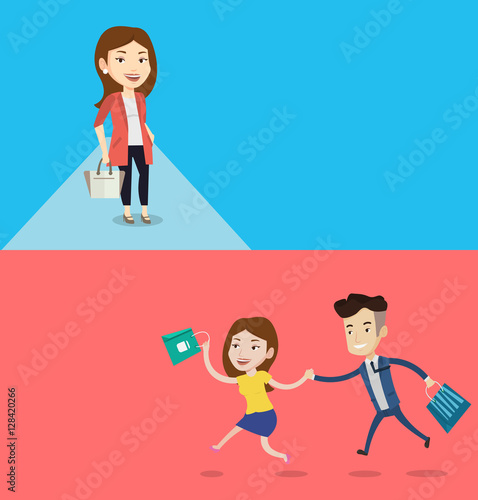 Two shopping banners with space for text.