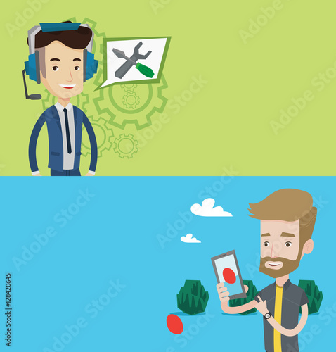 Two technology banners with space for text.