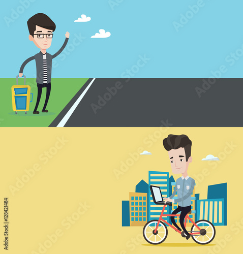 Two transportation banners with space for text.