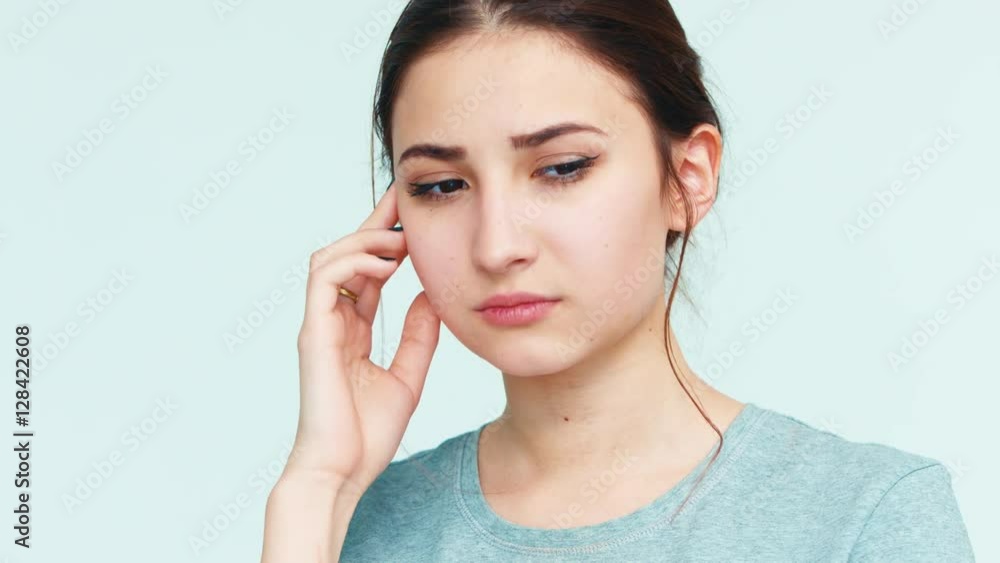 Sad. Portrait cute girl 14 years old on white background Sad. Portrait cute girl 14 years old on white background