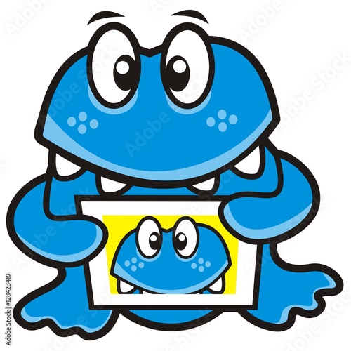 selfing, animal and mobil, vector icon, humorous illustration