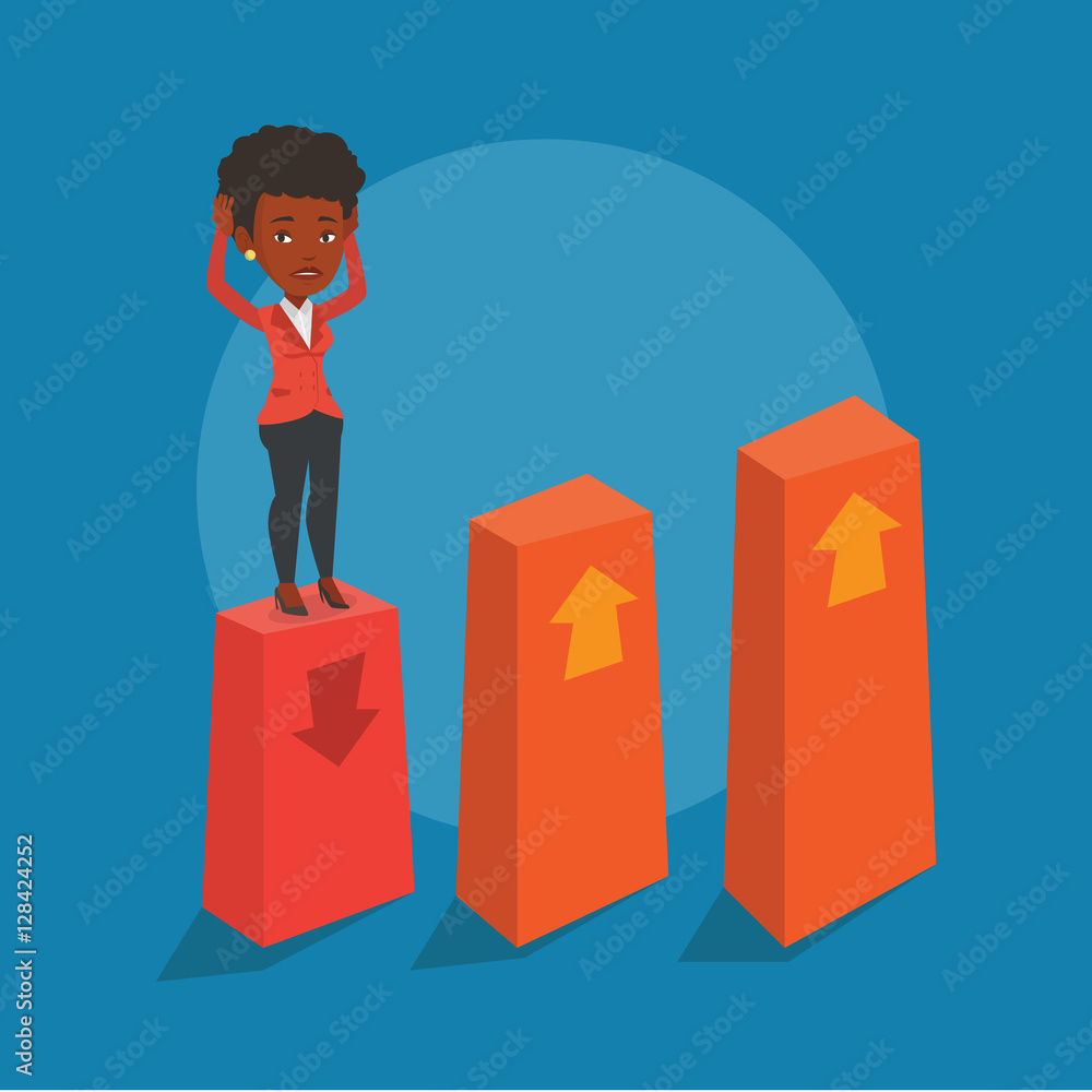 Bankrupt on chart going down vector illustration. Bankrupt on chart going down vector illustration.