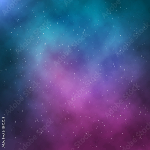 Vector Clouds on Night Background. 1980s Retro Neon Poster. Outer Space Background