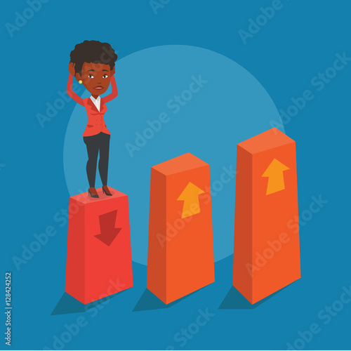 Bankrupt on chart going down vector illustration.