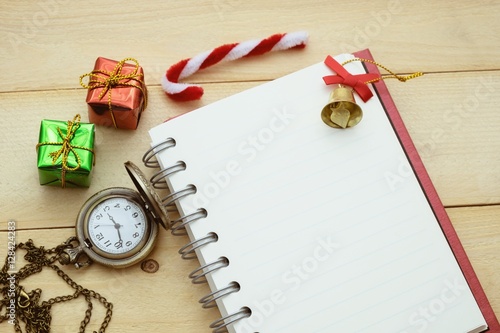 blank paper note book for write your greeting in xmas photo