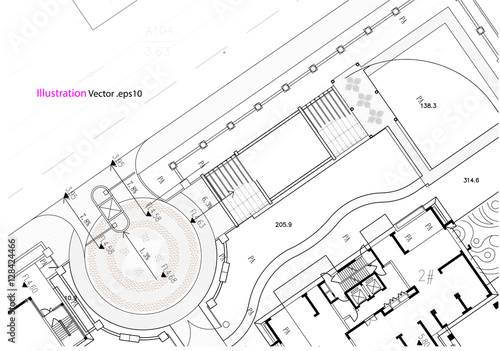 Architectural background, architectural plan, construction drawing, landscape