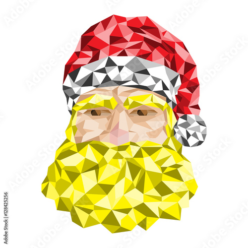 Santa claus face polygon on white background