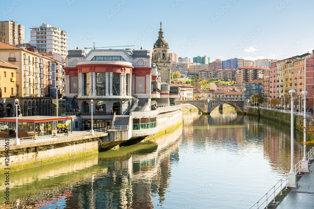 downtown bilbao on sunny day, spain