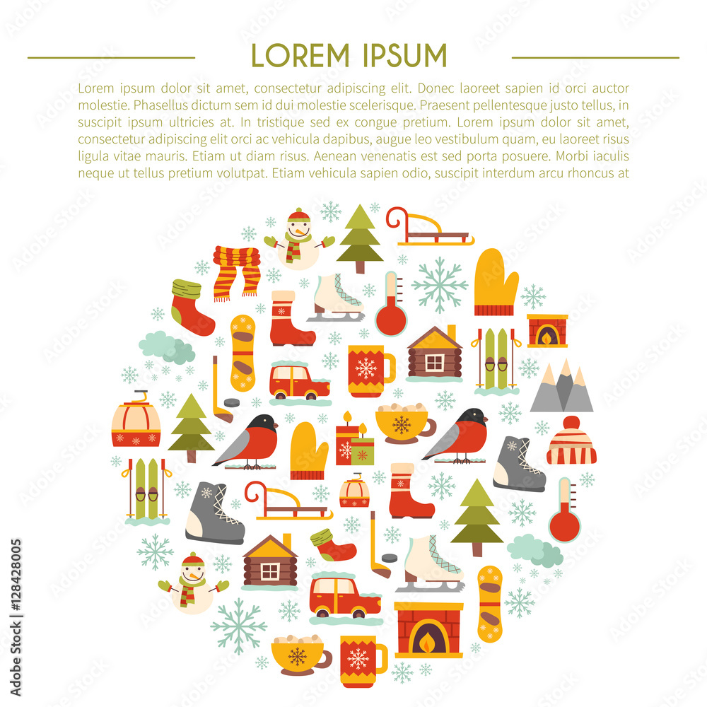 Naklejka premium Vector winter cartoon background