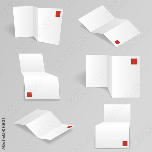 White accordion paper different points of view mock up template set design vector illustration