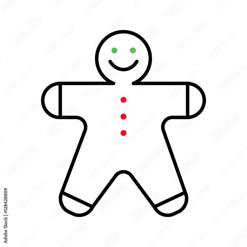 Gingerbread man icon on a white background. Vector flat line Gingerbread man icon on a white background. Vector flat line
