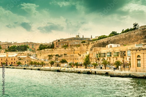 gorgeous Valletta cityscape with embankment, view from the sea