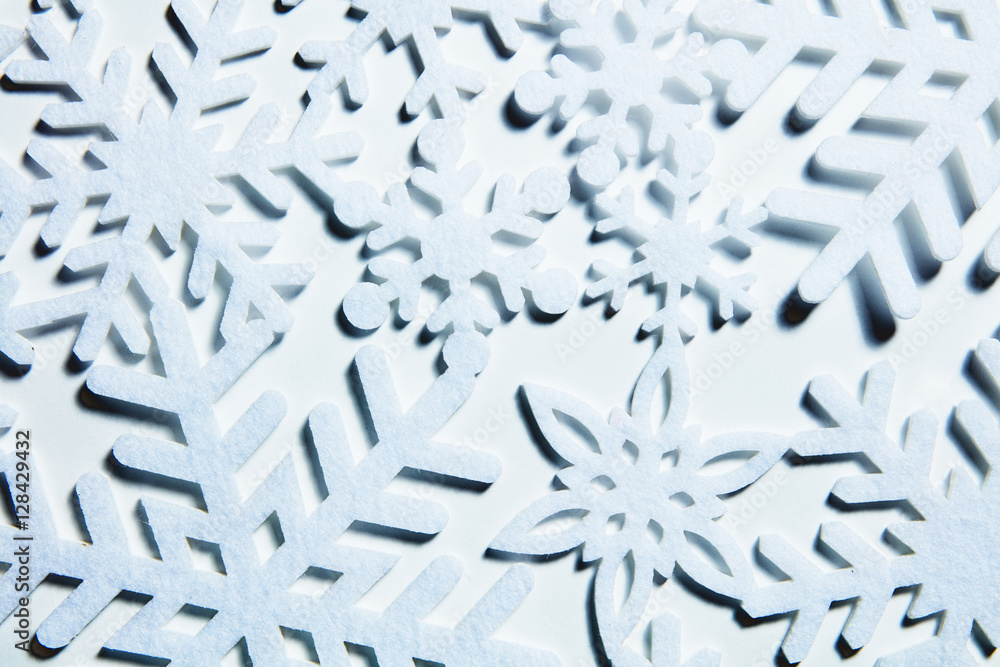 Snowflakes on a white background.