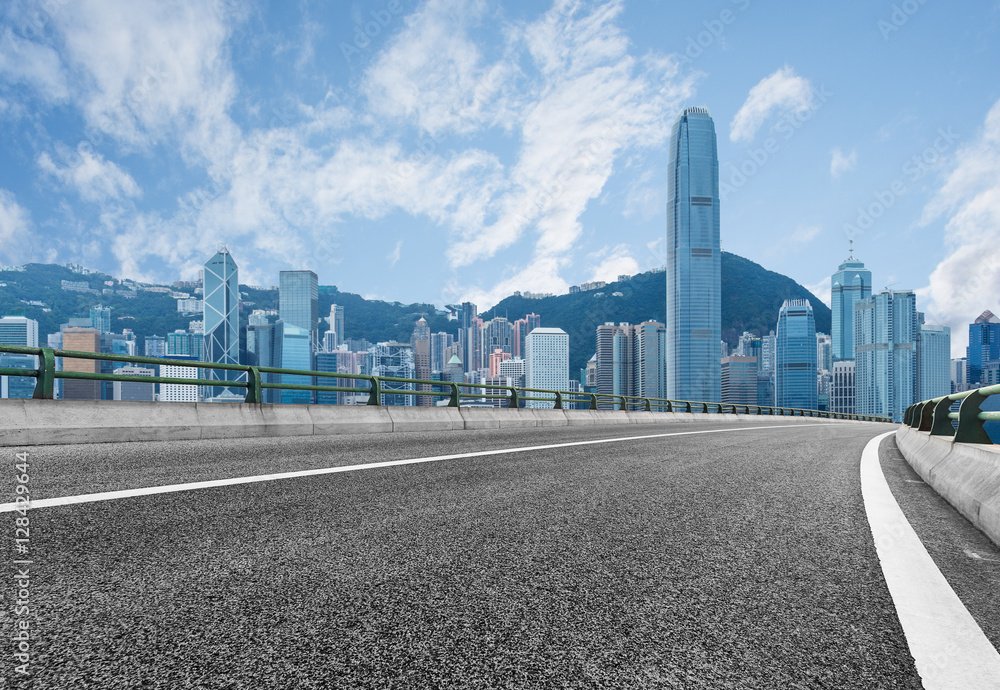 empty highway with cityscape and skyline of Hong Kong,China. empty highway with cityscape and skyline of Hong Kong,China.