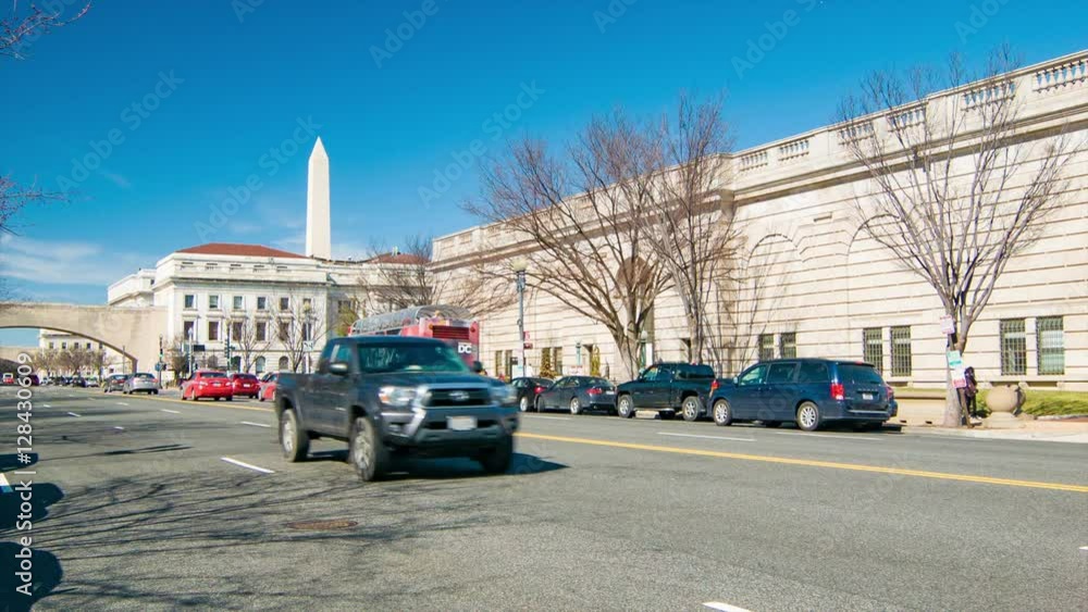 Washington DC Independence Ave Vehicle Traffic with Cars Driving Along
