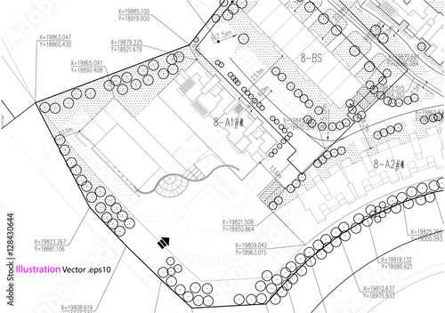 Architectural background, architectural plan, construction drawing landscape
