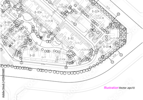 Architectural background, architectural plan, construction drawing landscape