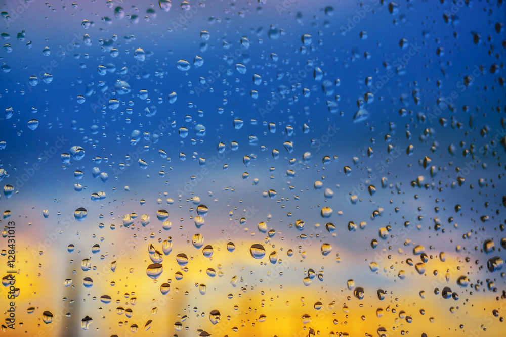 Abstract background. Drops of water on the window.