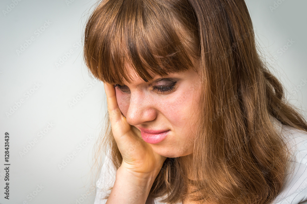 Portrait of a crying woman with bruised skin and black eyes Portrait of a crying woman with bruised skin and black eyes