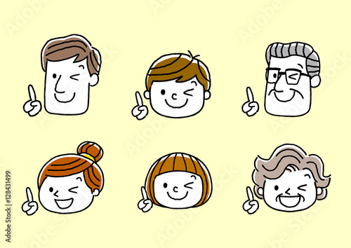 顔、表情 ： ポイント、人差し指
