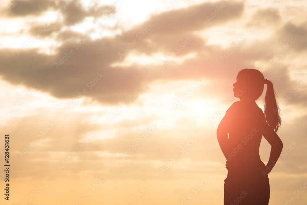 silhouette of woman look
