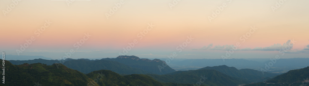 Khao Kho Mountain at sunset, Phetchabun Province, Thailand (pano
