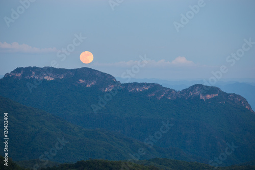 super full moon with mountain at Khao Kho, Thailand (14 November