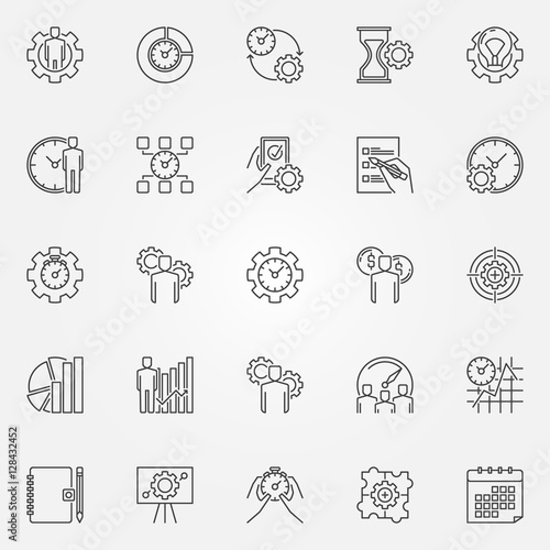 Productivity line icons set