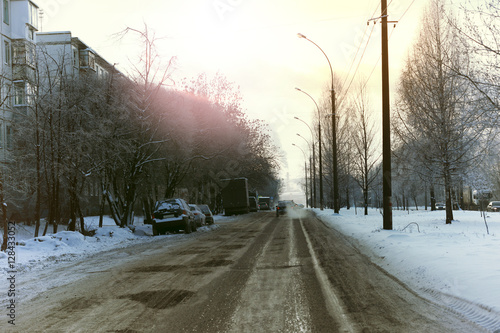 road city car winter