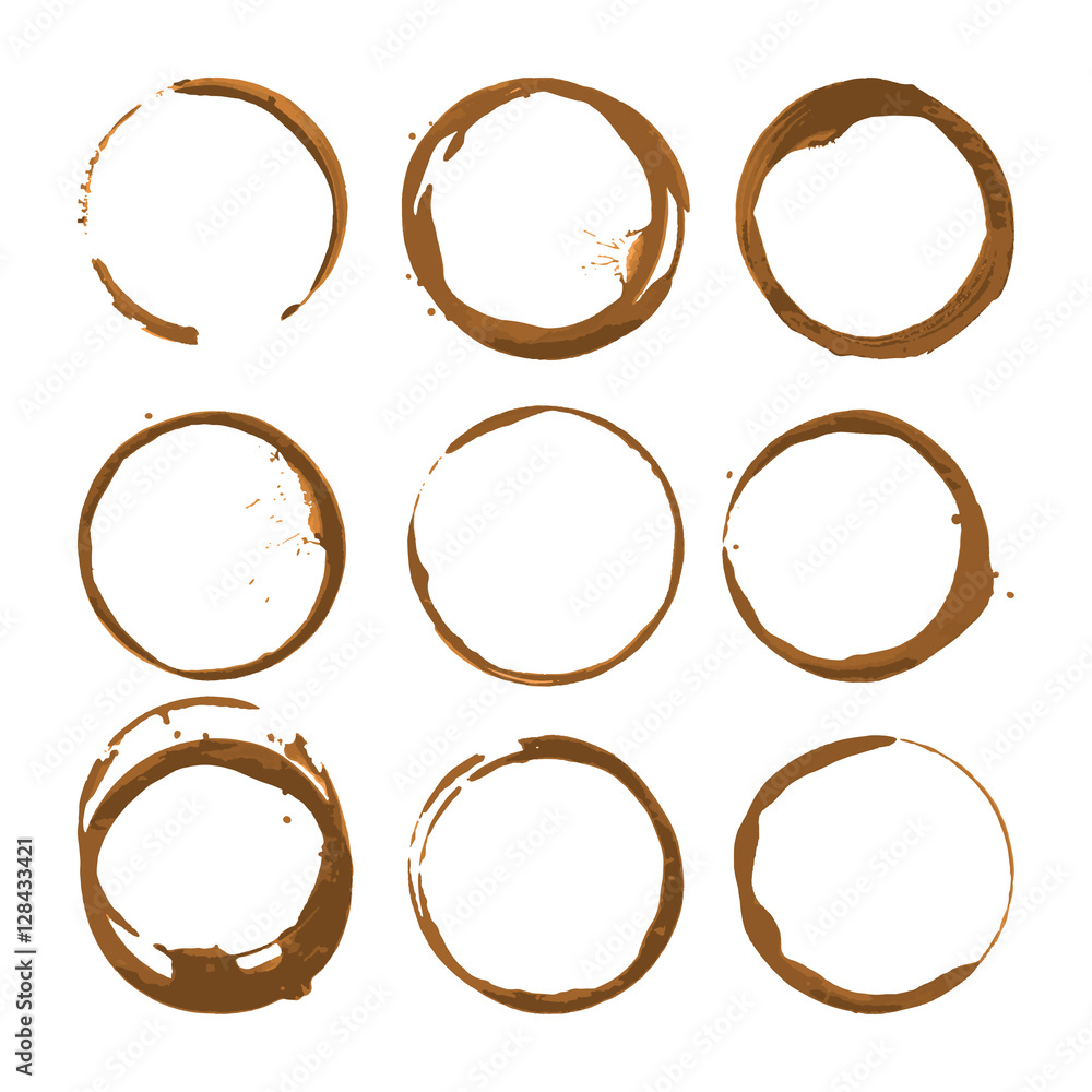 Coffee stains. Traces coffee splashes set. Vector. Coffee stains. Traces coffee splashes set. Vector.