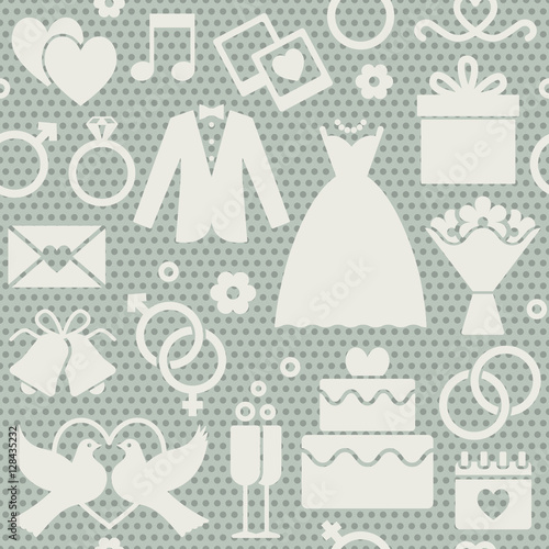 Dotted seamless pattern background with wedding icons