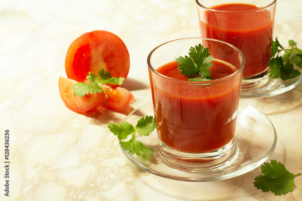 Tomato juice in glass Tomato juice in glass