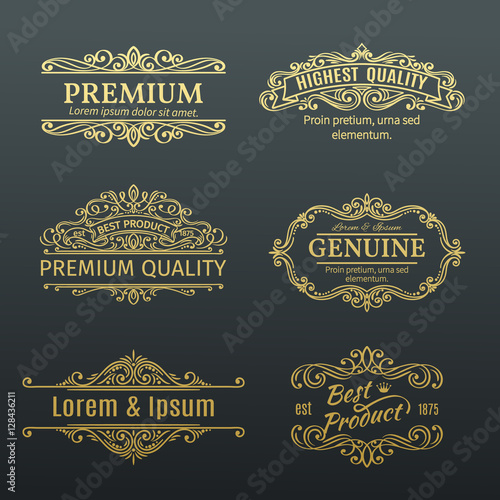 Vintage Vector Golden Banners Labels Frames.
