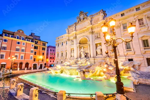Obraz Rzym, Włochy - Fontanna di Trevi, obraz nocny