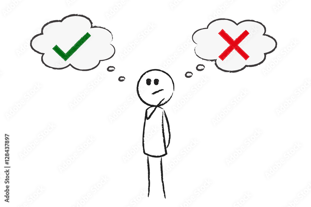 Person entscheidet sich - Richtig oder Falsch? Person entscheidet sich - Richtig oder Falsch?