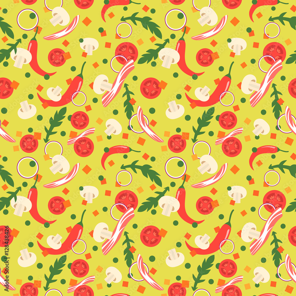 Seamless pattern with food slices. Vector design elements Seamless pattern with food slices. Vector design elements