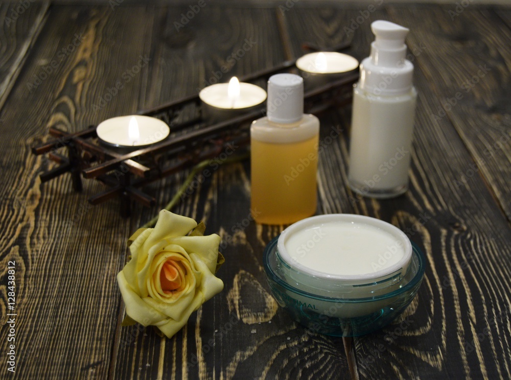 Body cosmetics with candles 