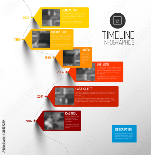 Vector colorful vertical timeline infographic