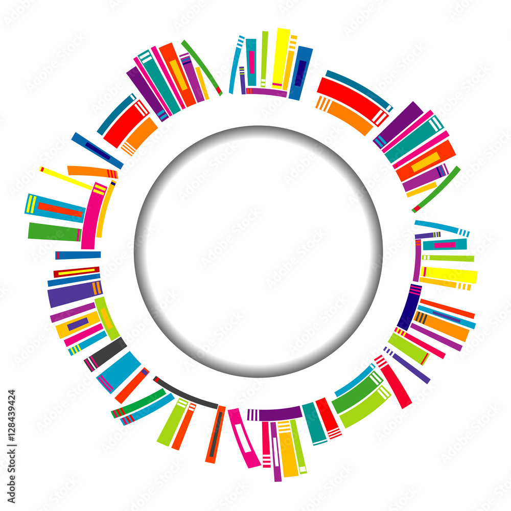 Fototapeta premium Round frame with books