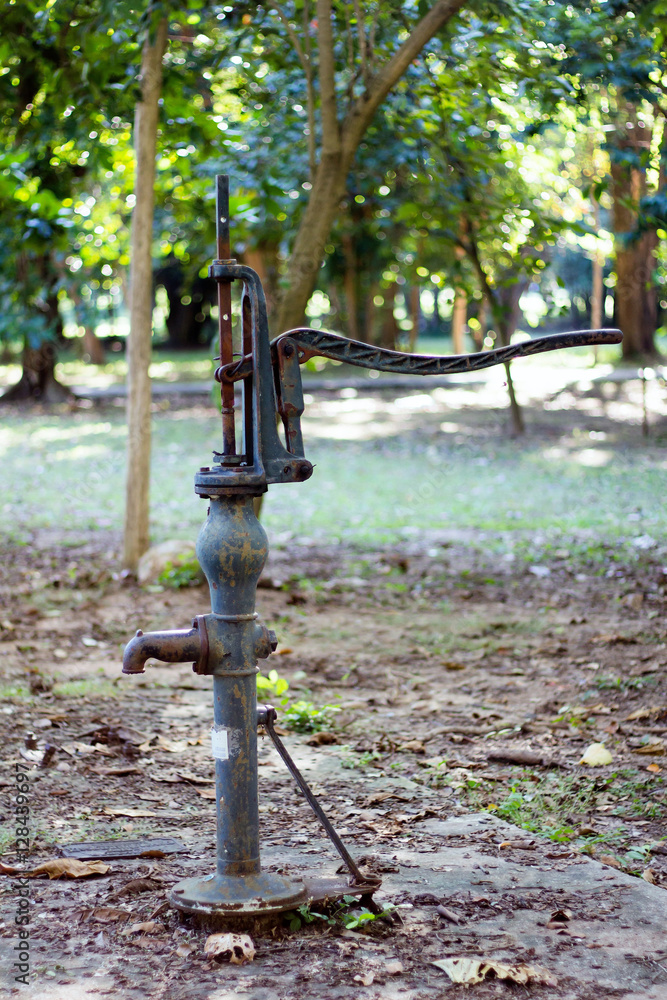 Hand pump leading to an artesian well Hand pump leading to an artesian well