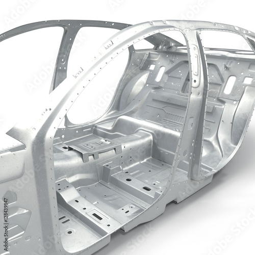 Sedan without cover on white. 3D illustration photo